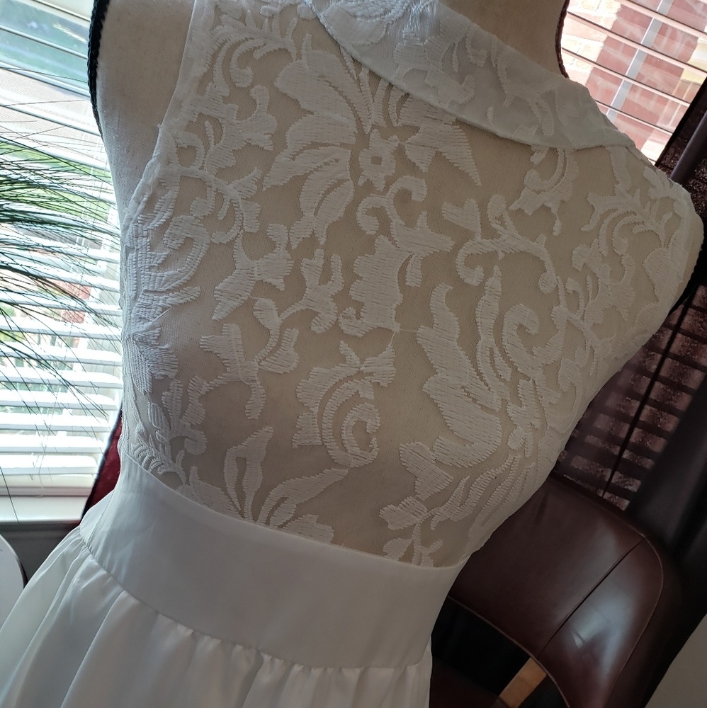 👗👠White lace 3 layer hi-lo dress👠👗